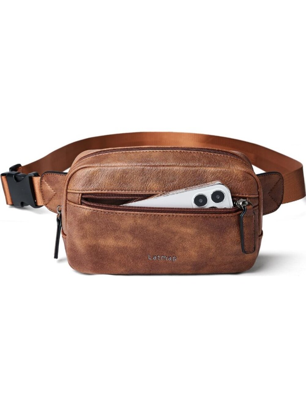 Trendy Brown 2L Fanny Pack | Waterproof Faux Leather Crossbody Waist Bag